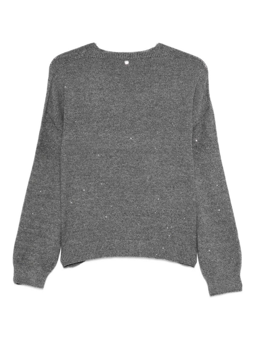 Liu Jo V-Neck Knit Sweater With Speckled Texture