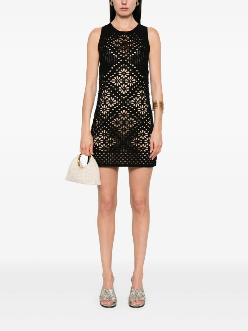 Twin-Set Sleeveless Floral Cut-Out Mini Dress