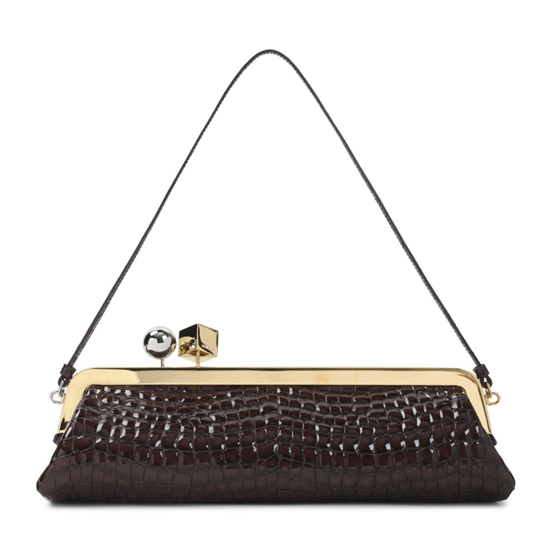Jacquemus Crocodile-Embossed Brown Goat Leather Handbag