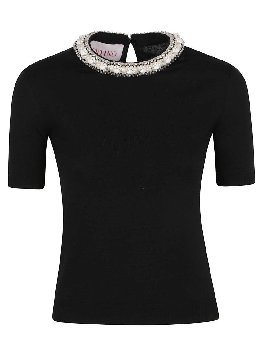 Valentino Garavani Wool Sweater With Stone Embroidery