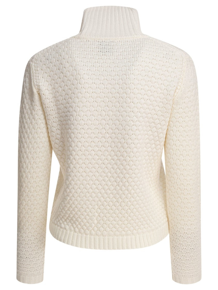 Rakki' Textured Merino Wool Sweater With High Turtleneck