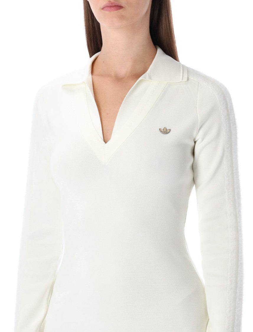 Adidas Originals White Ribbed Mini Dress