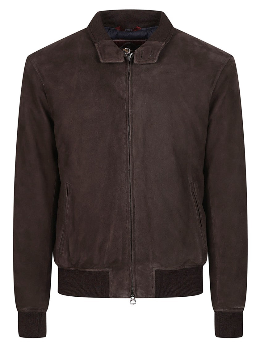 Stewart Nuvola Smooth Dark Brown Leather Bomber Jacket