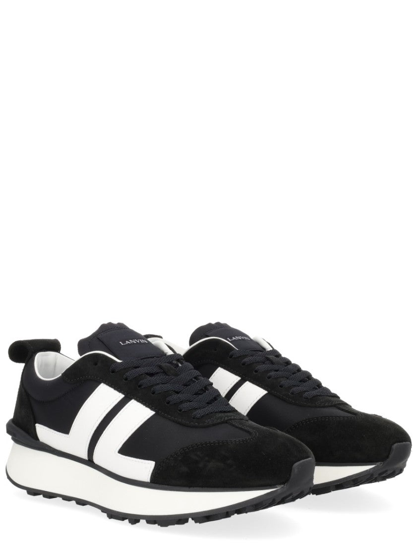 Lanvin Black Leather Bumpr Geometric Sneakers