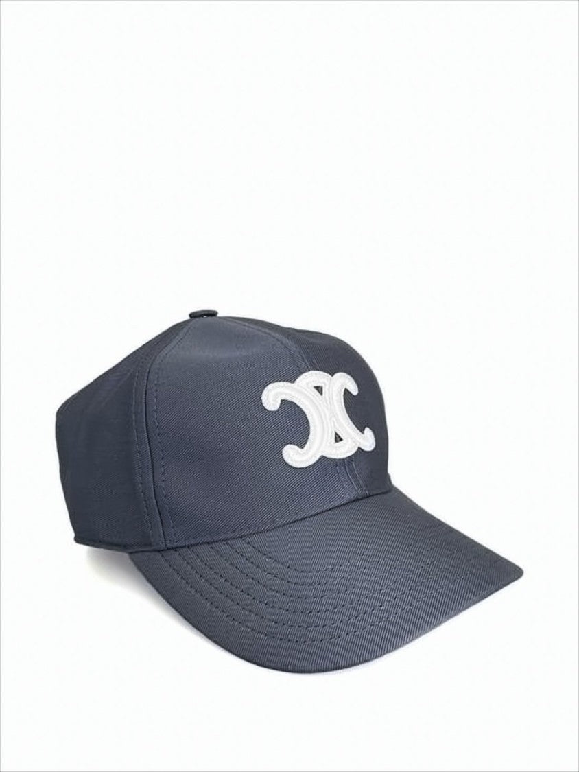 Celine Embroidered Logo Cotton Cap With Curved Brim