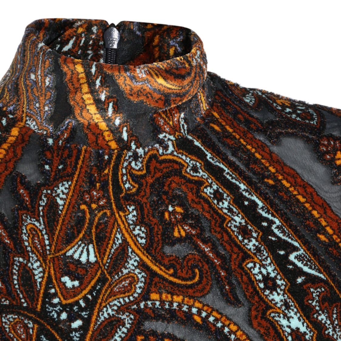 Etro Paisley Print Long-Sleeve Midi Dress