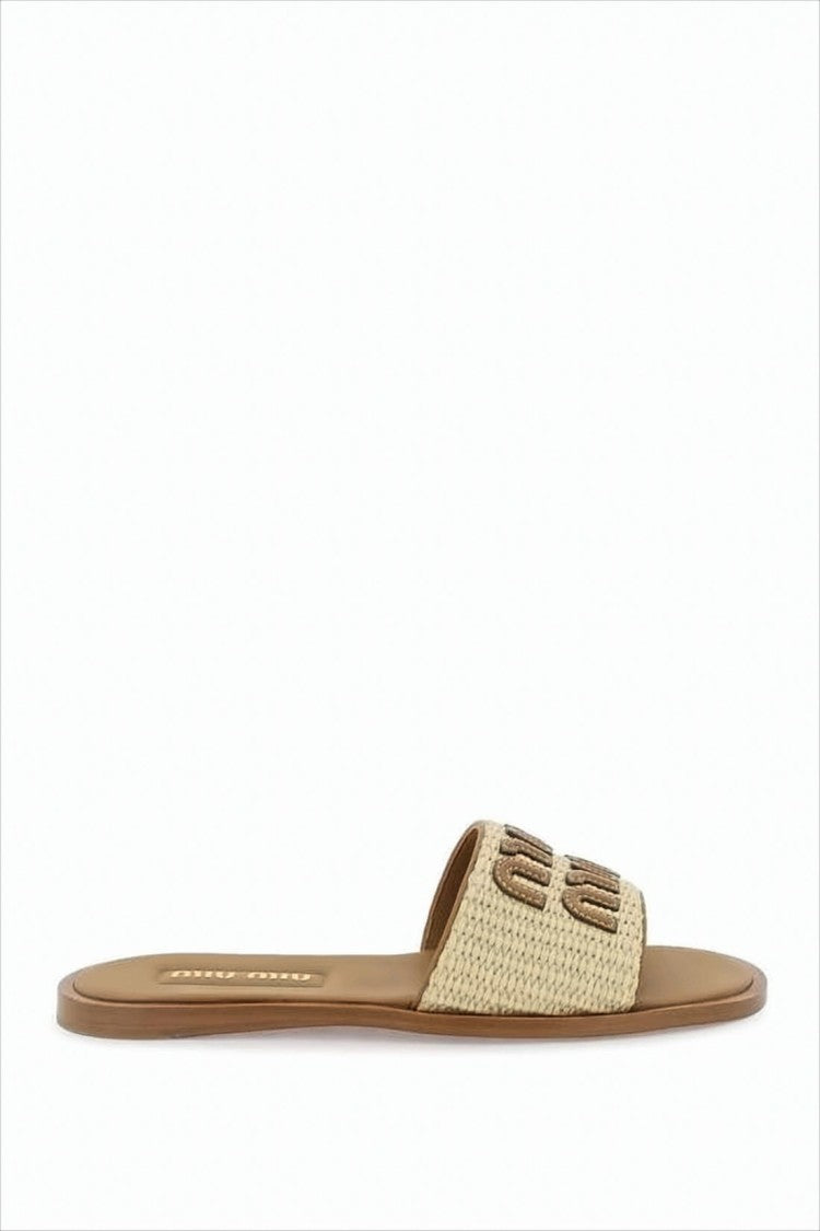 Miu Miu Woven Slide Sandal With Textured Upper