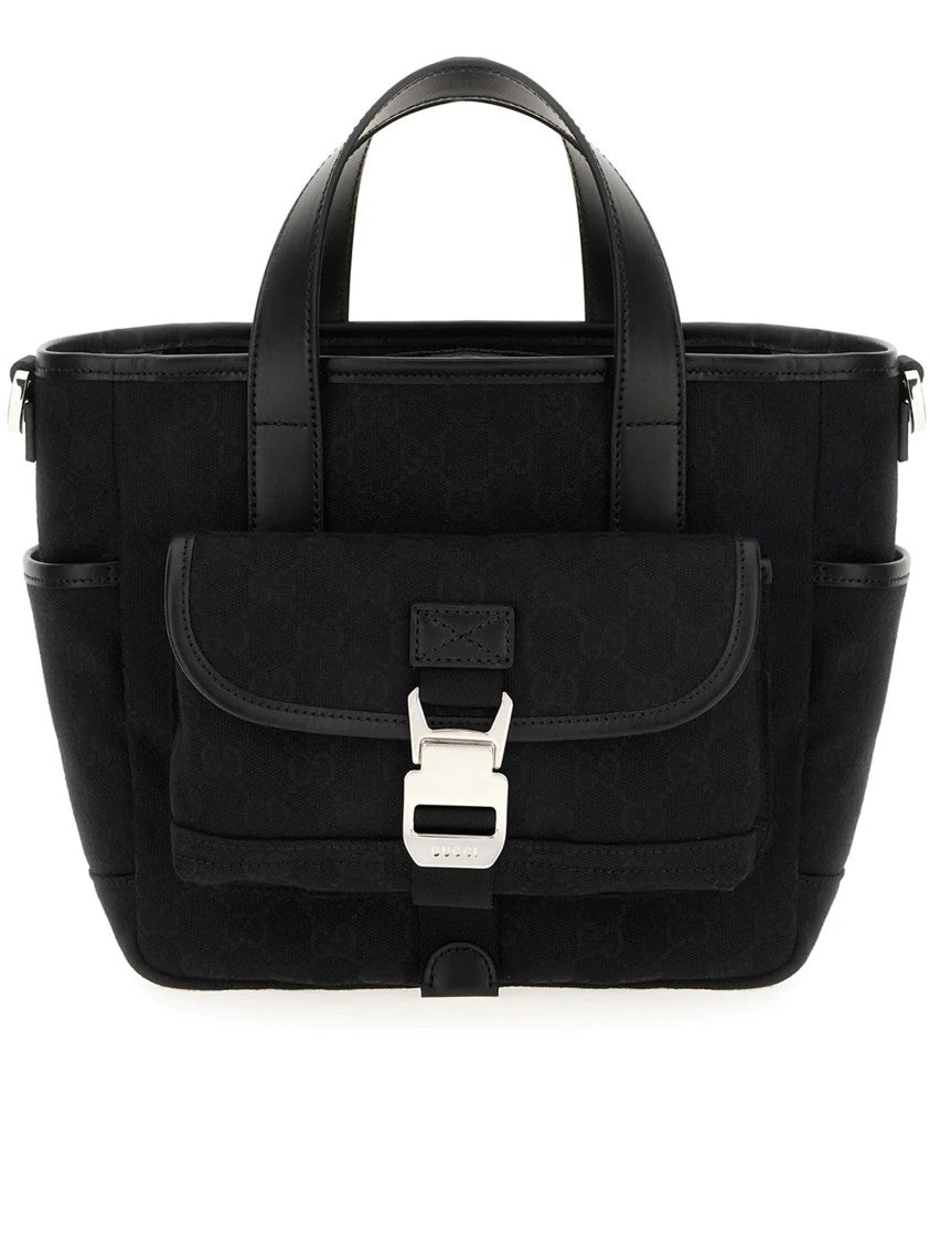Gucci Black Subtle Monogram Buckle Tote Bag