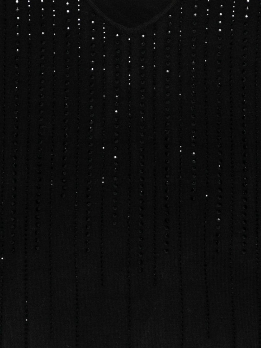 Seventy Sergio Tegon Cropped Black Sweater With Shimmering Detail