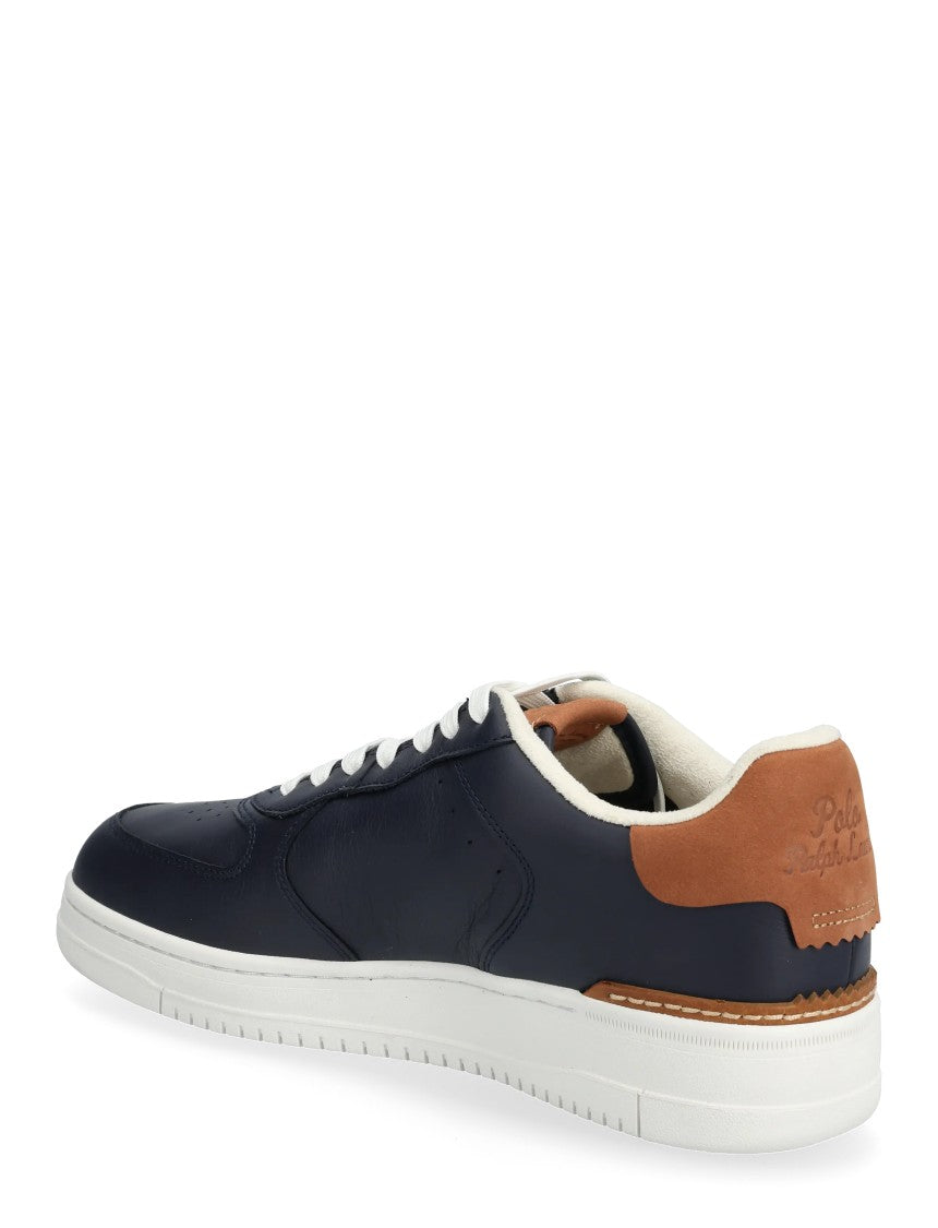 Polo Ralph Lauren Navy Leather Low-Top Sneakers With White Accents