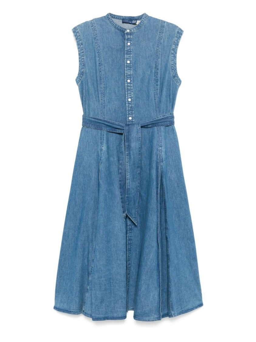 Polo Ralph Lauren Cerulean Blue Midi Shirt Dress With Detachable Waist Belt