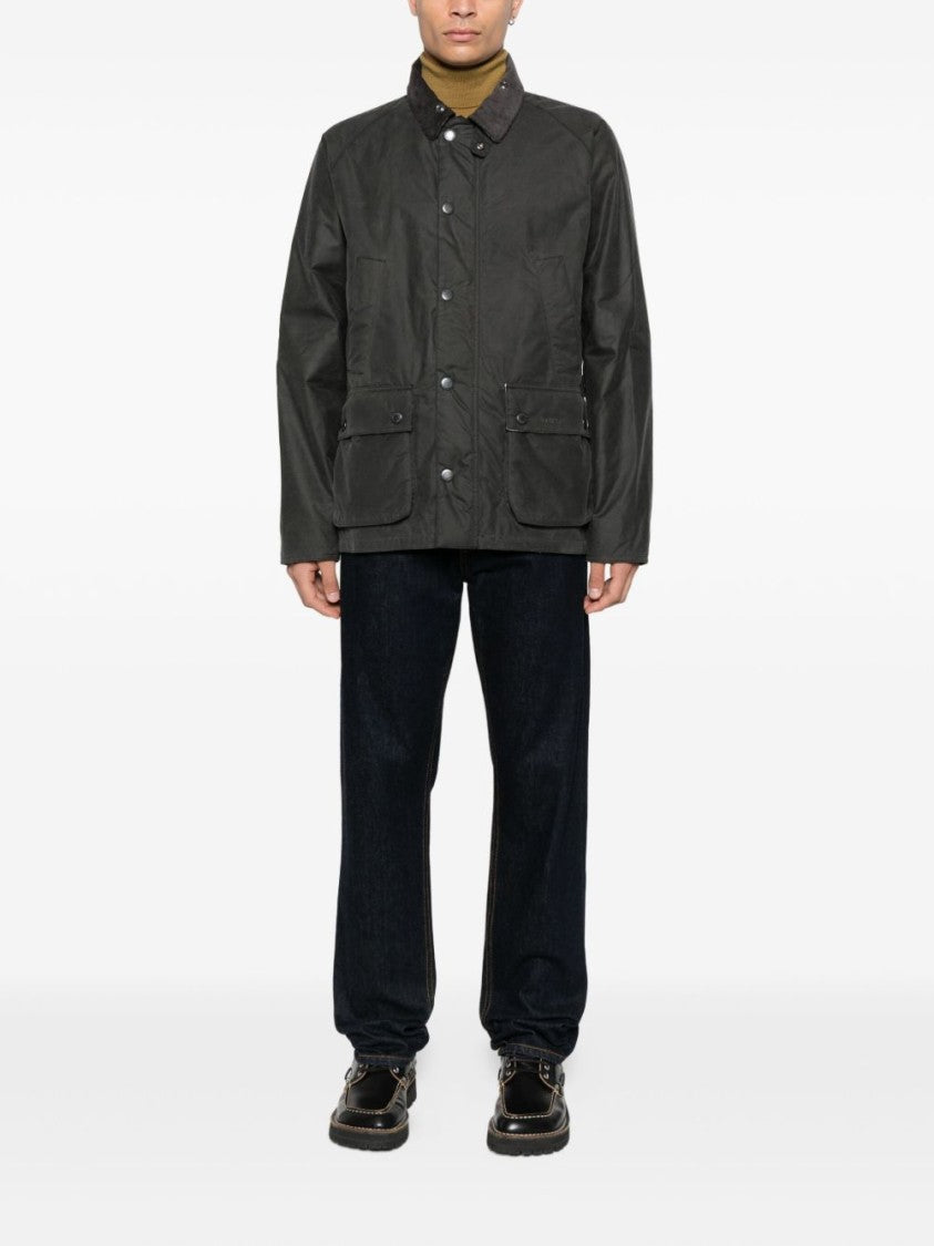 Barbour Timeless Gray Jacket With Contrasting Plaid Collar