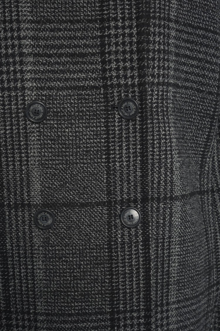 Ottod'ame Double-Breasted Oversized Checkered Coat With Wide Collar