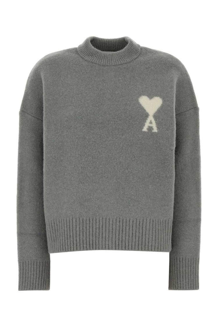 Ami Grey Stretch Alpaca Blend Sweater