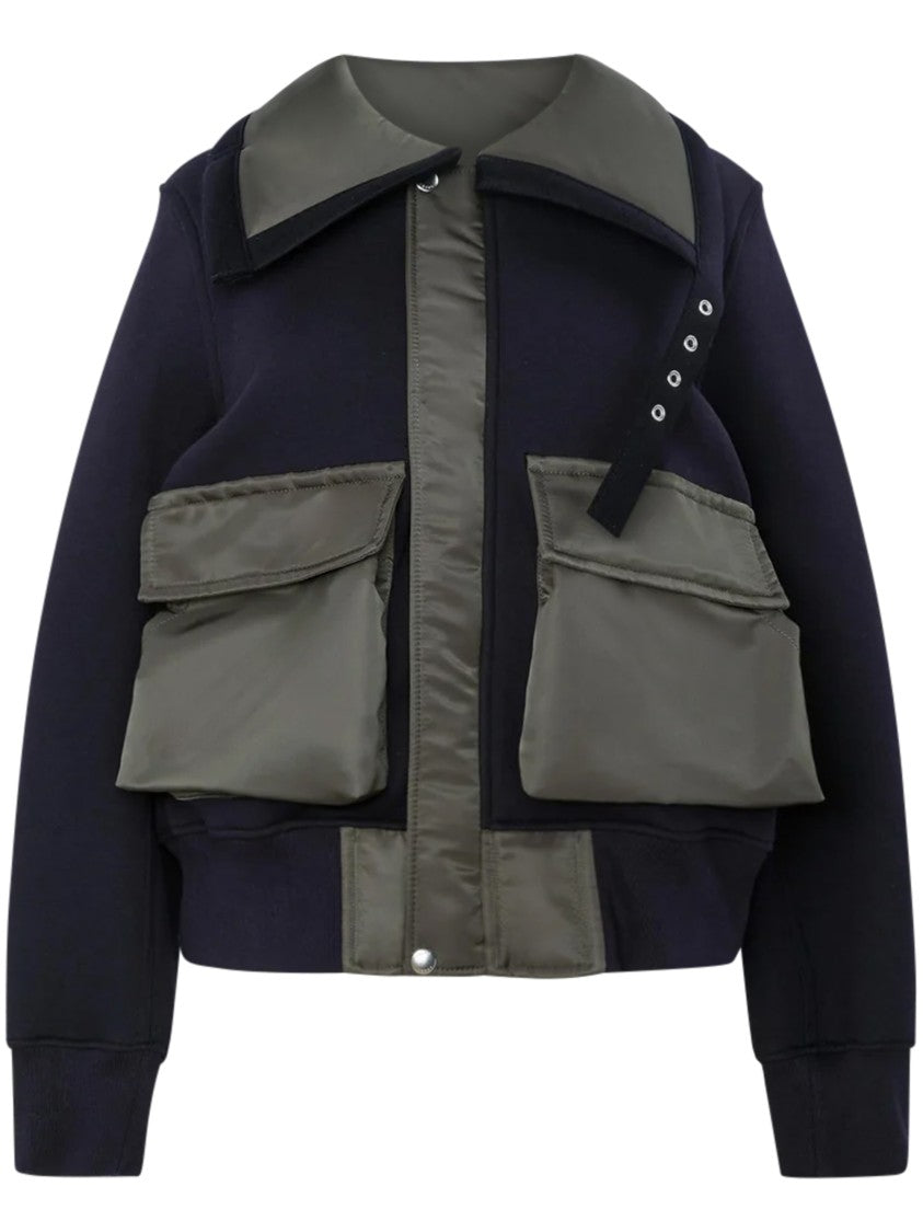 Sacai Sponge Sweat Blouson Structured Collar Oversized Jacket