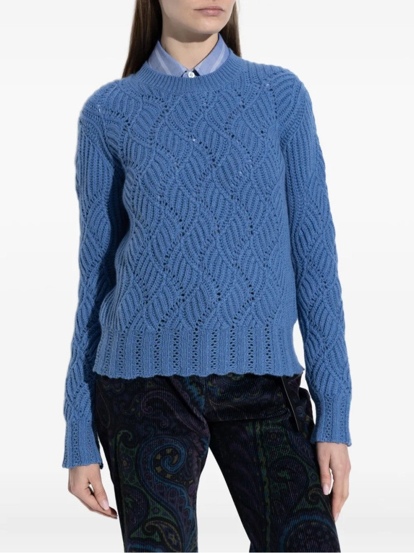 Etro Textured Wave Pattern Knitwear Top With Scalloped Hem