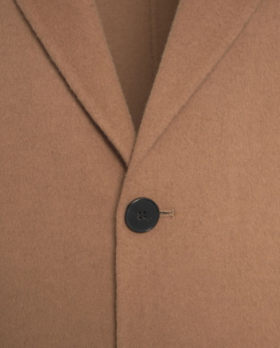 Amaranto Mid-Length Cashmere-Lambswool Blend Coat With Notch Collar