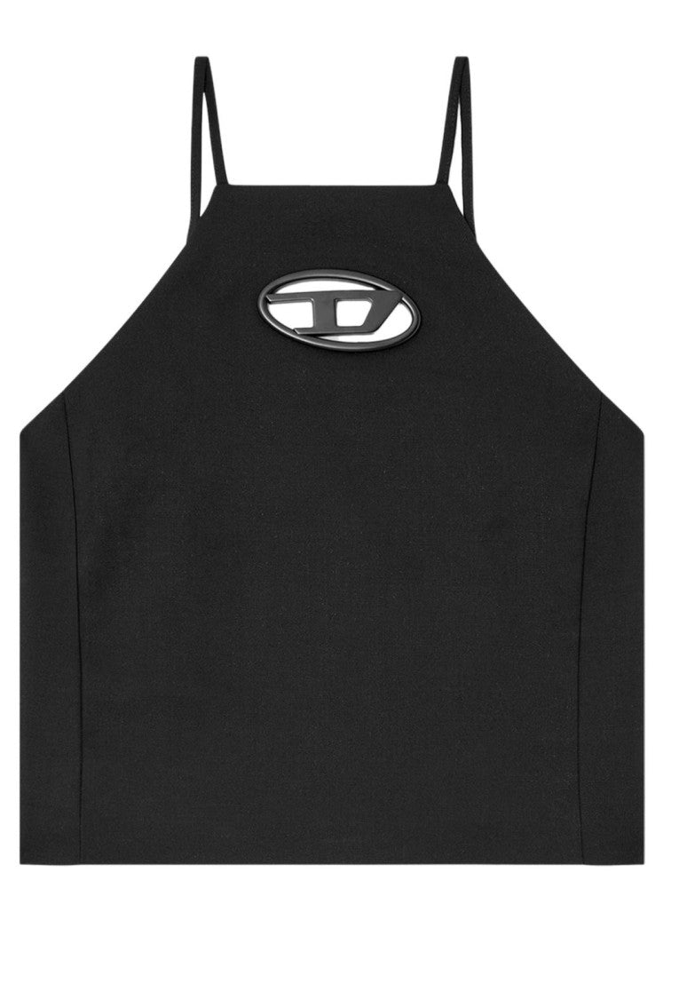 Diesel Fitted Black Top With Unique Cut-Out Detail