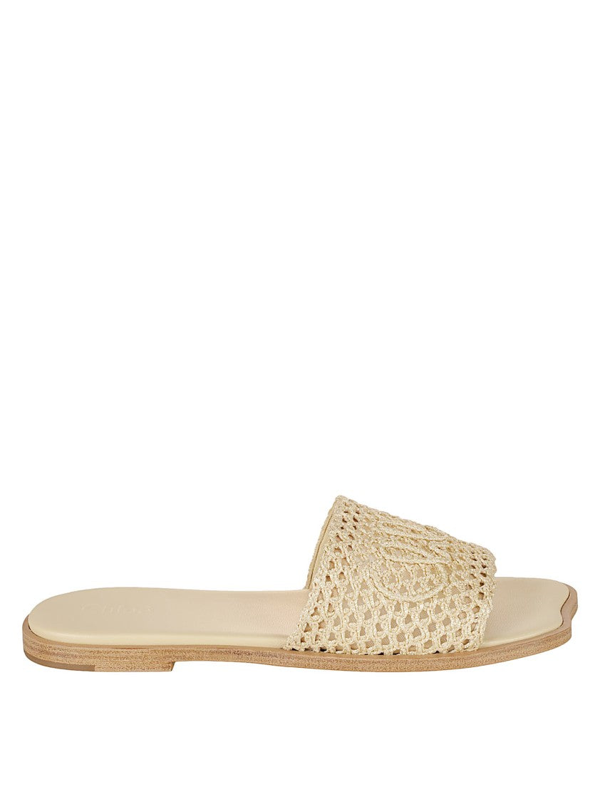 Chloé Soleil Slides With Crochet-Effect Fabric