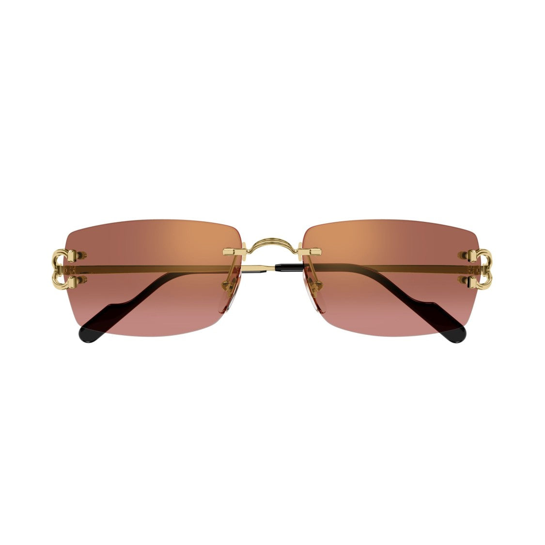 Cartier Rimless Sunglasses With Rectangular Brown Gradient Lenses