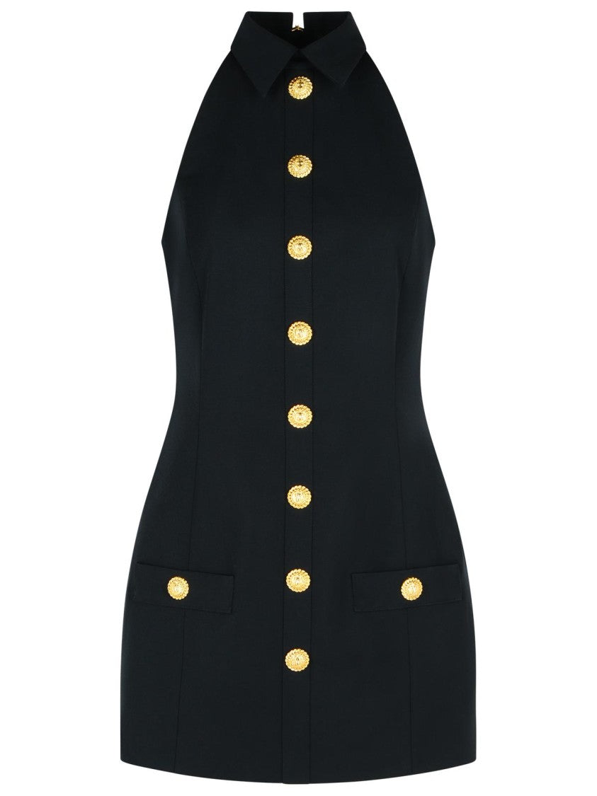 Balmain Black Virgin Wool Short Dress