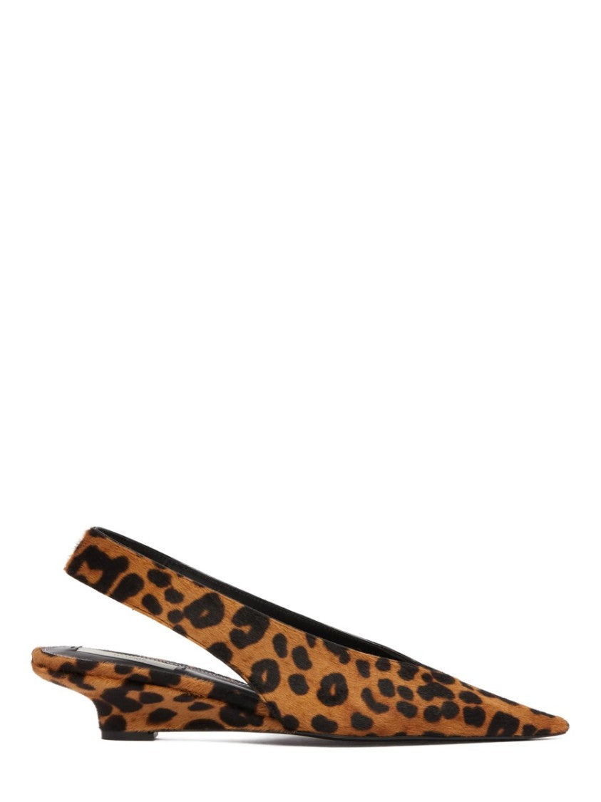 Totême Leopard Print Wedge Calf Leather Pumps