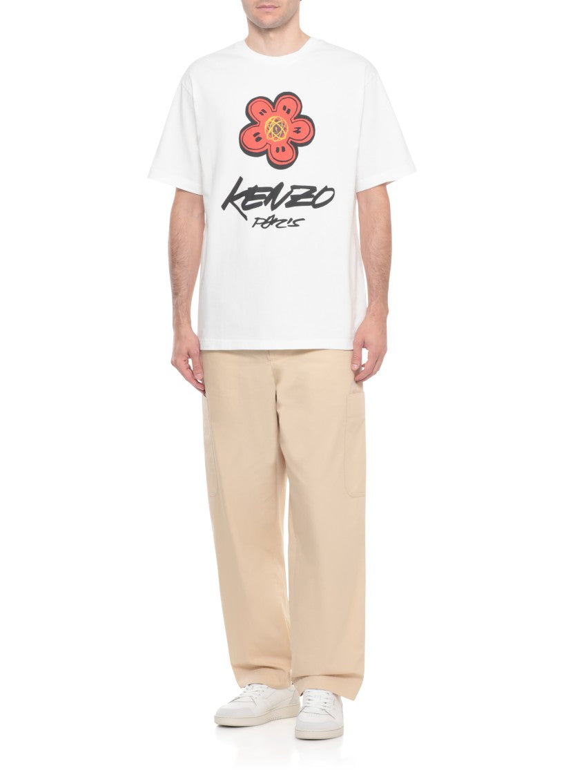 Kenzo Boke Flower Print White Cotton T-Shirt