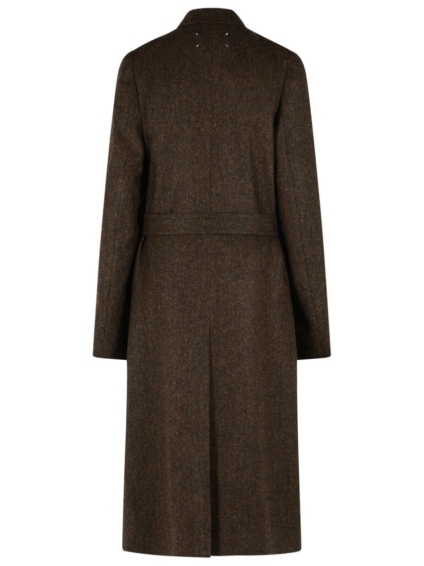 Maison Margiela 'Herringbone' Brown Wool Coat