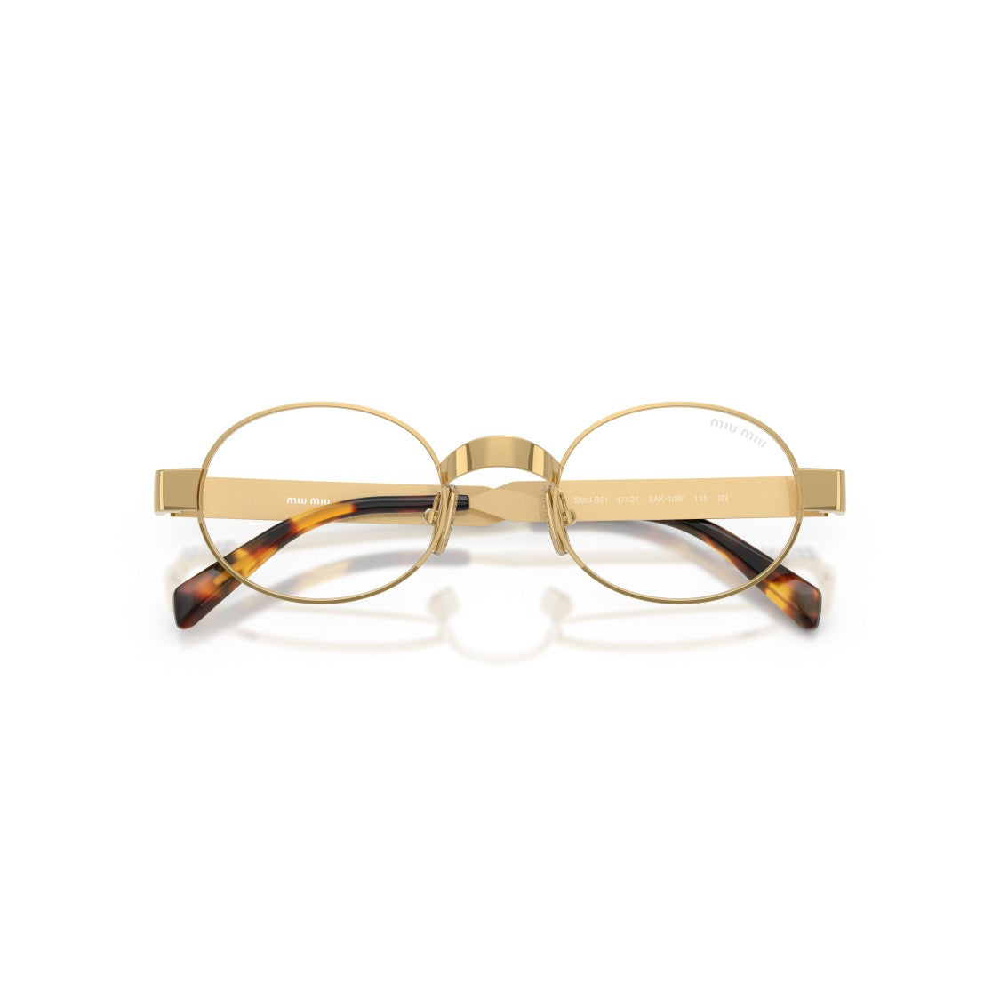 Miu Miu Oval Metal Sunglasses With Tortoiseshell Tips