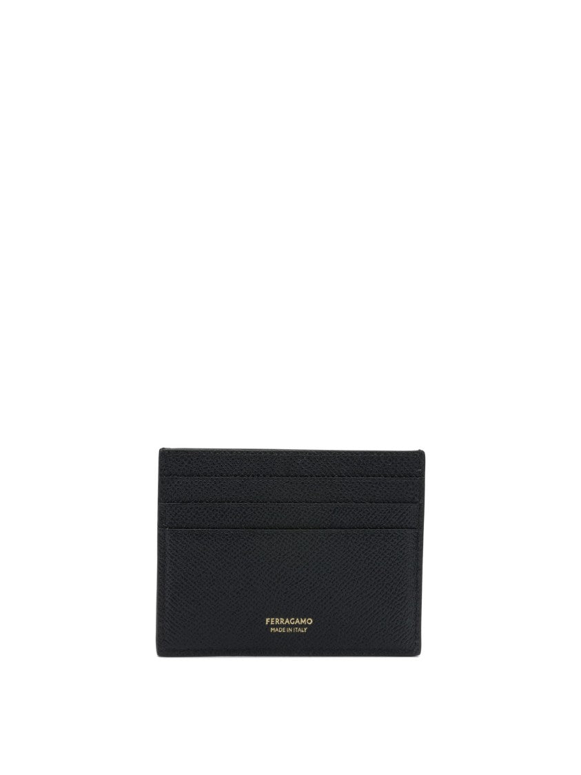 Ferragamo Textured Leather Wallet With Elegant Gold-Tone Accents