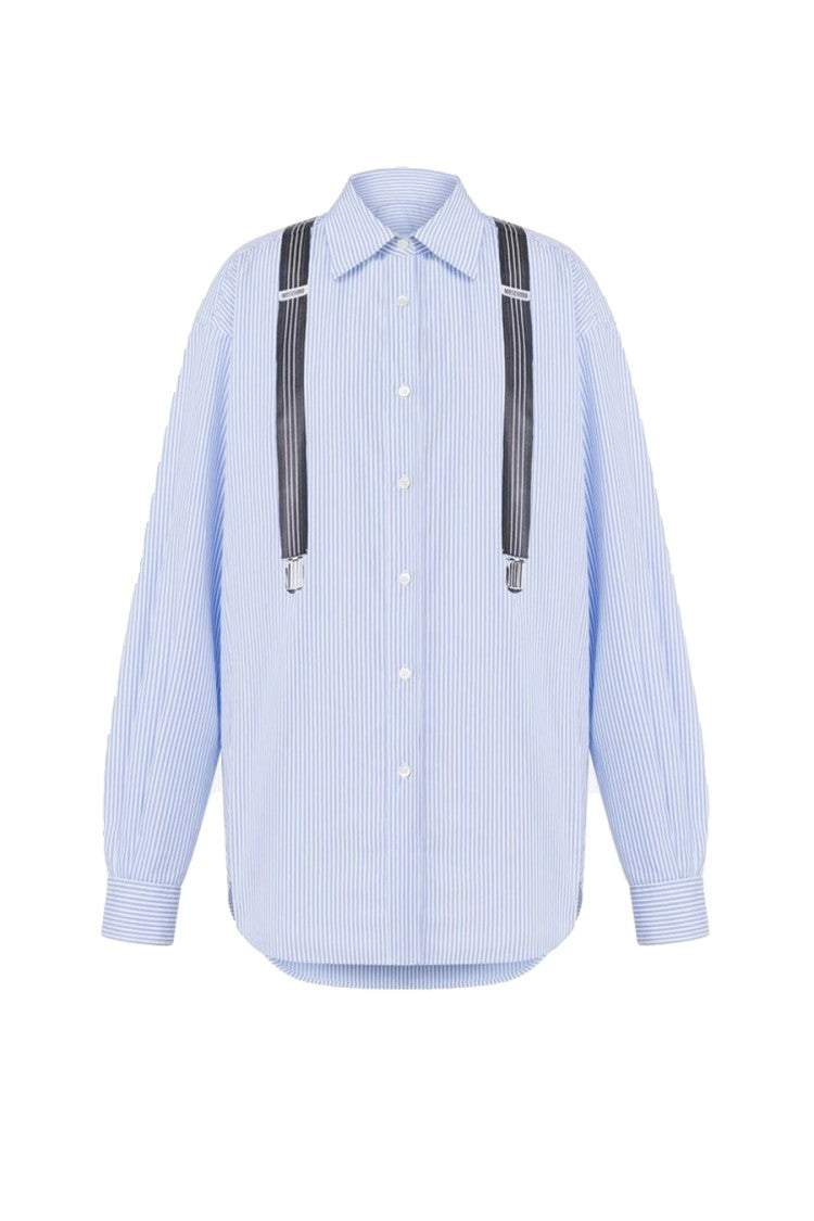 Moschino Multicolor Striped Cotton Shirt With Suspender Detail