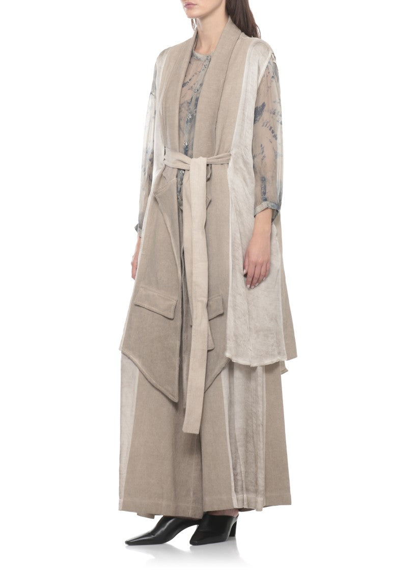 Sanctamuerte Beige Belted Waist Cotton Gilet