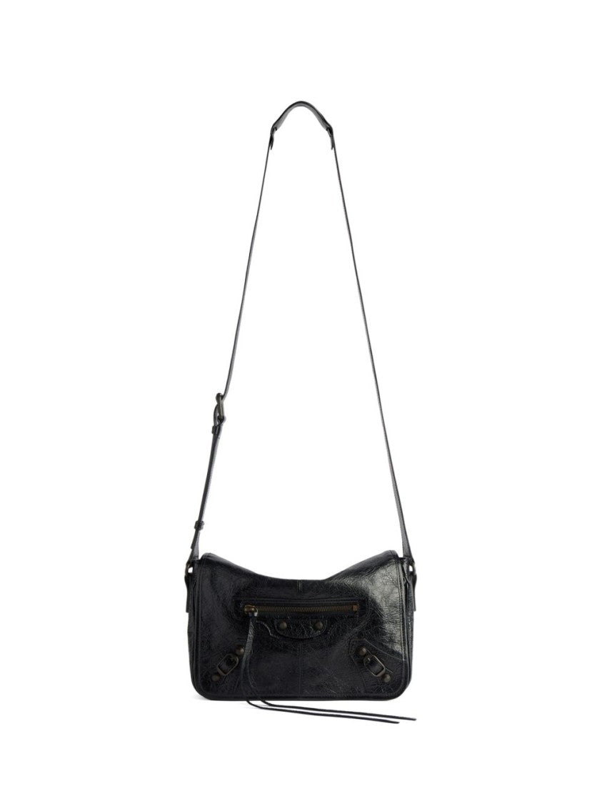 Balenciaga Black Le City Small Lambskin Flap Messenger Bag