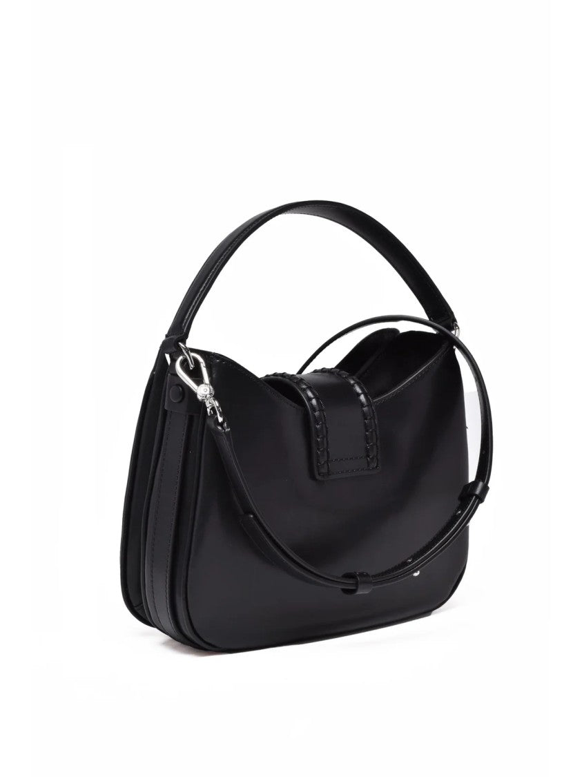 Emporio Armani Black Cowhide Belt-Closure Shoulder Bag