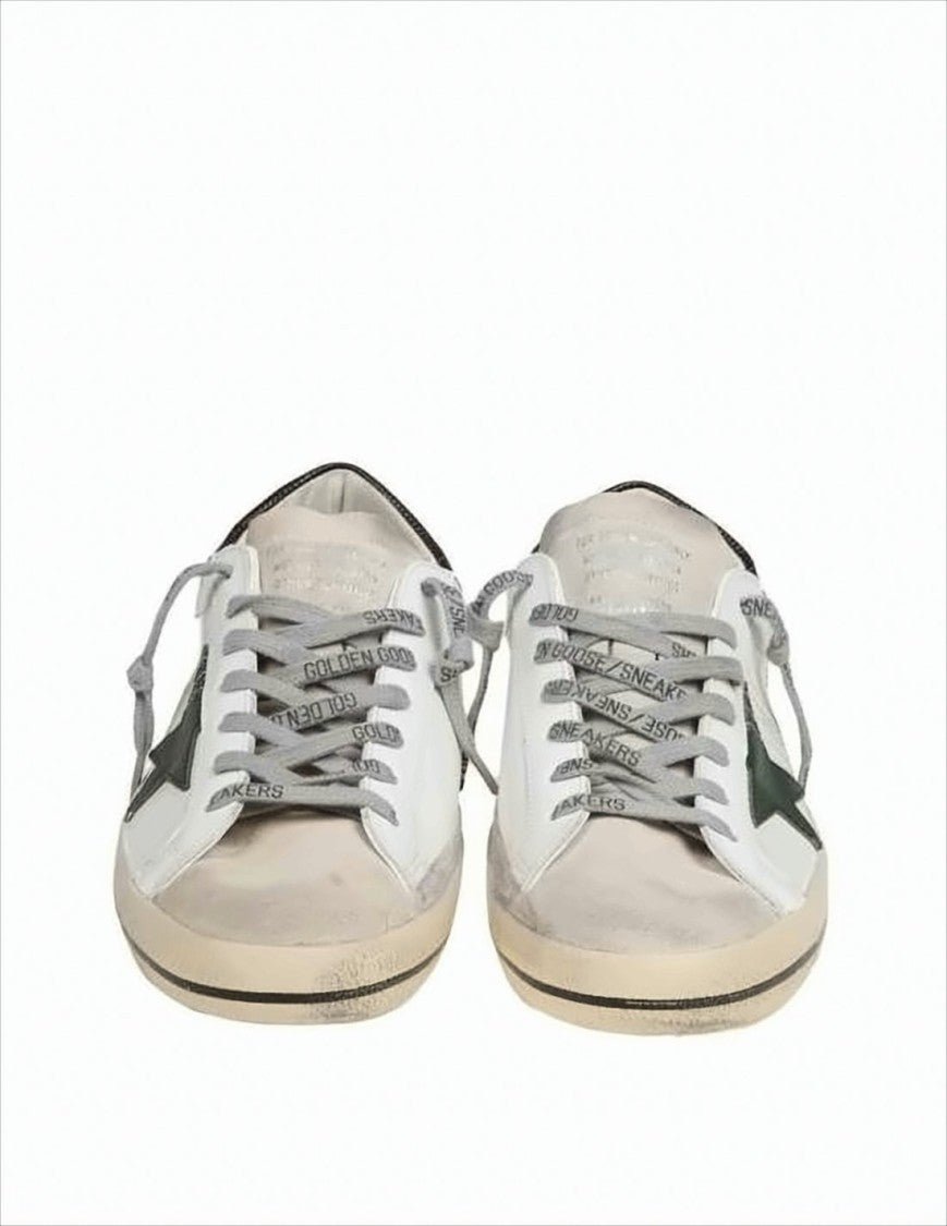 Golden Goose Distressed White Leather Low-Top Sneakers With Suede Accents