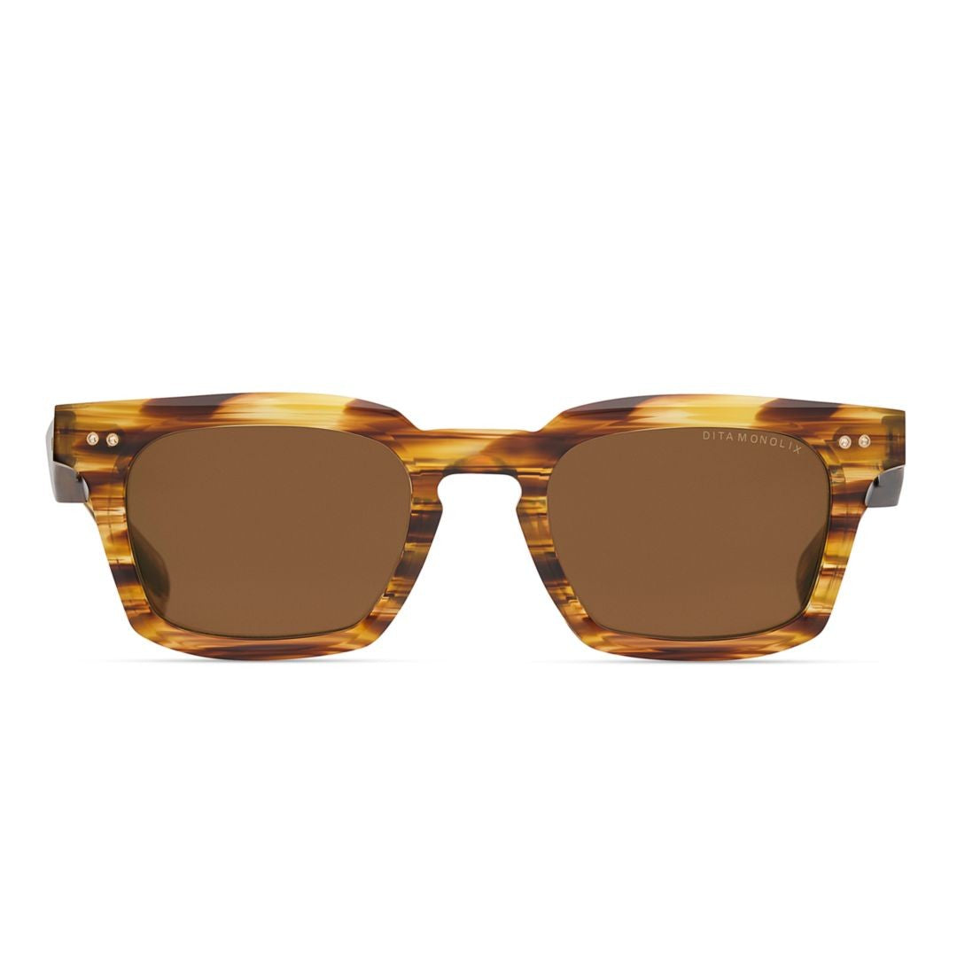 Dita Monolix Bold Rectangular Tortoiseshell Sunglasses With Metallic Accents