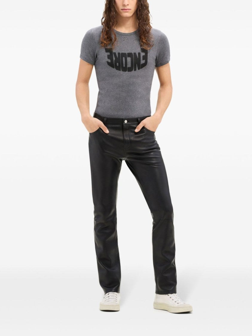 Courrèges Fitted Ash Grey Cotton T-Shirt