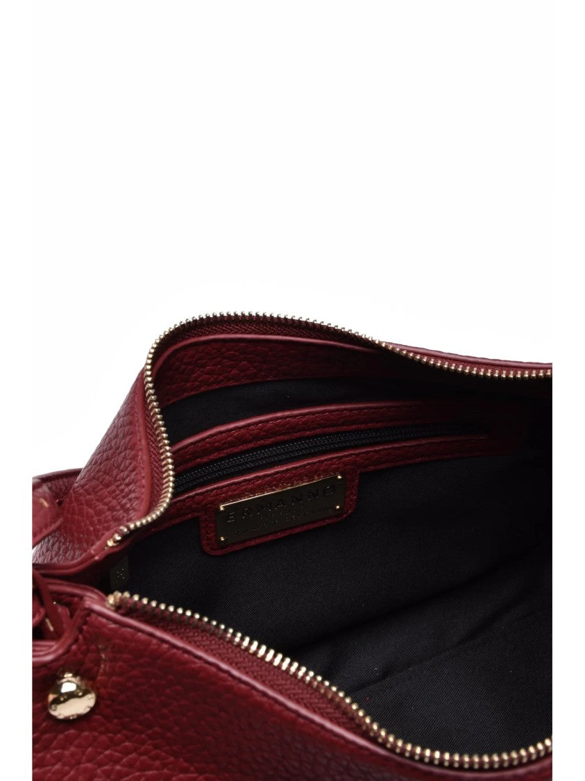 Ermanno Firenze Textured Red Polyurethane Unity Shoulder Bag