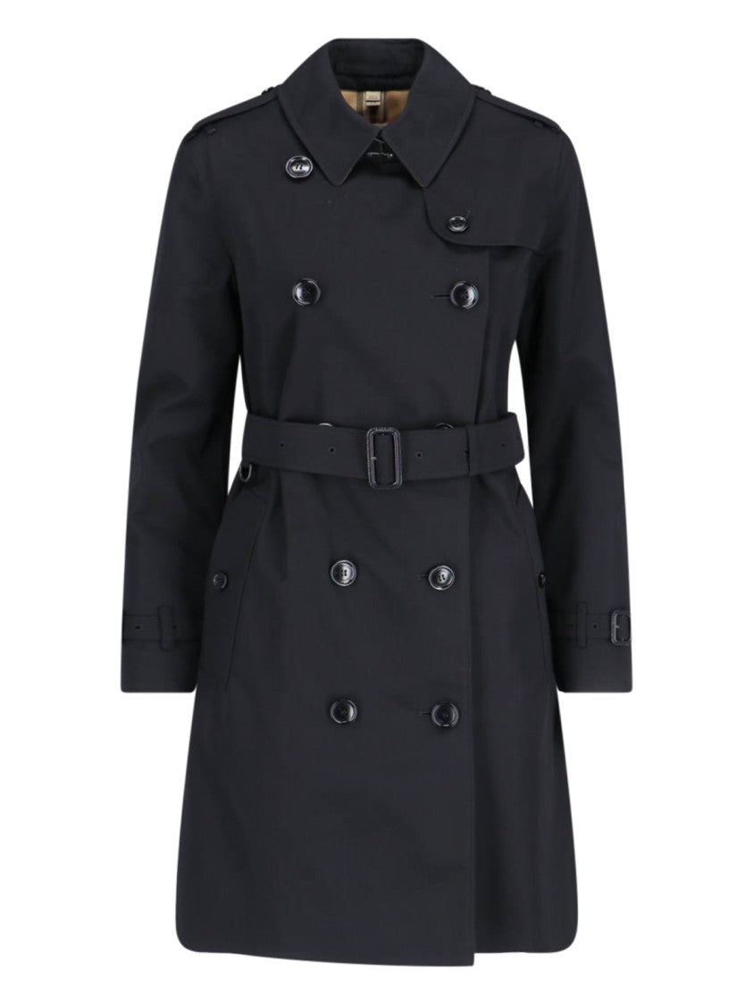 Burberry Double-Breasted "Kensington" Trench Coat – Black