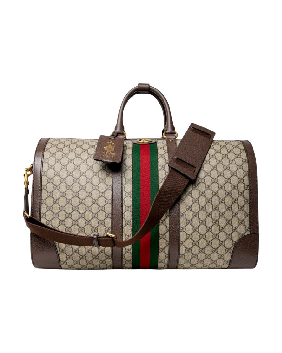 Gucci Savoy Large Gg Supreme Brown Duffle Bag