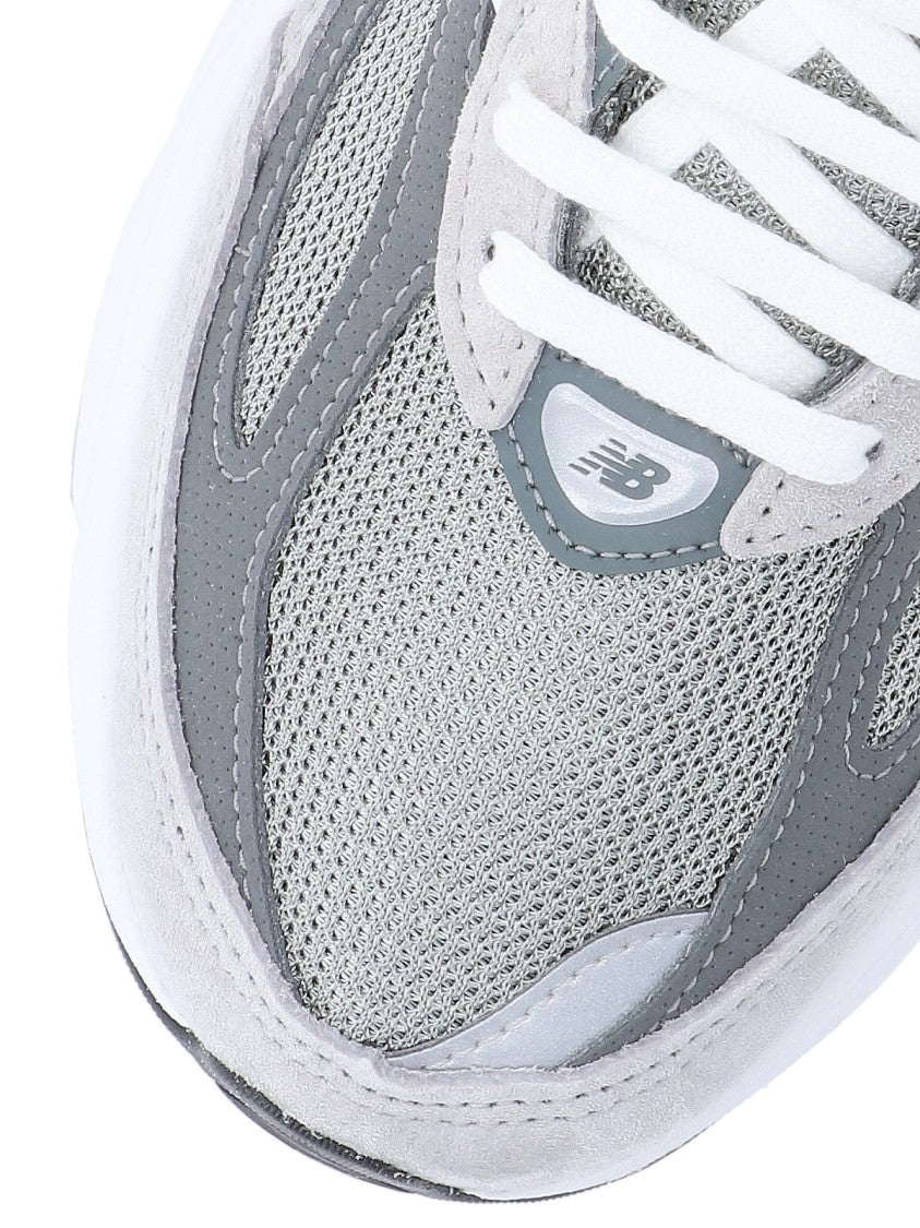 New Balance Tonal Grey Leather And Mesh Sneakers