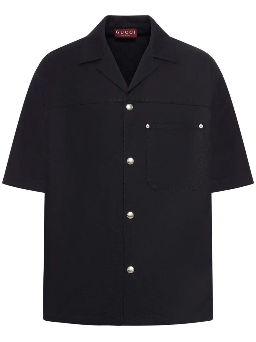 Gucci Black Boxy Short-Sleeved Camp Collar Shirt