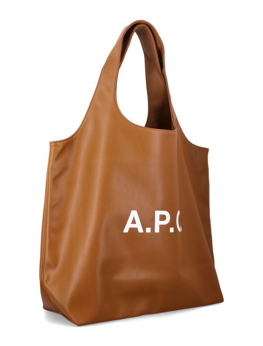 A.P.C. Ninon Structured White Logo Shopper