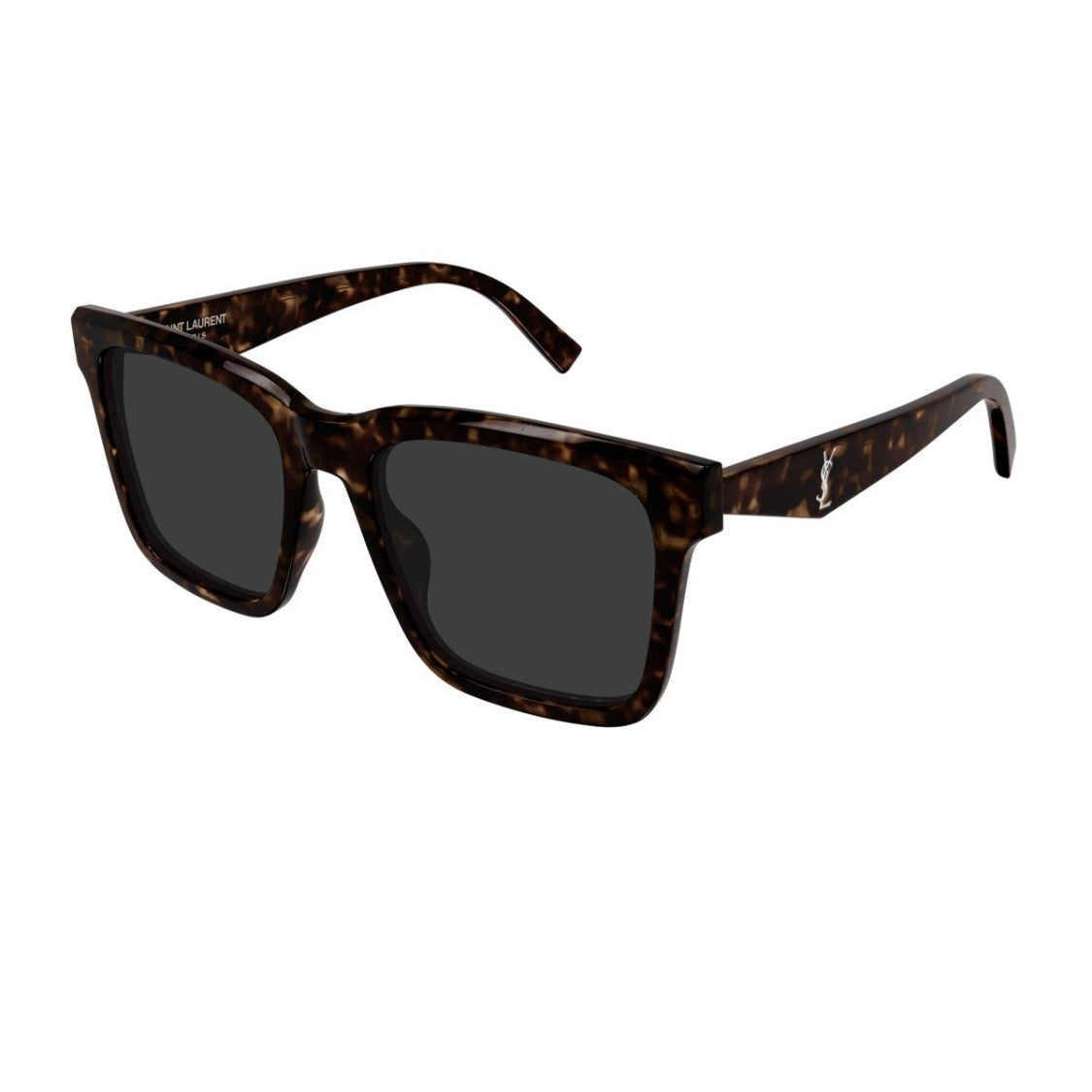 Saint Laurent Havana Linea Monogram Recycled Acetate Square Sunglasses
