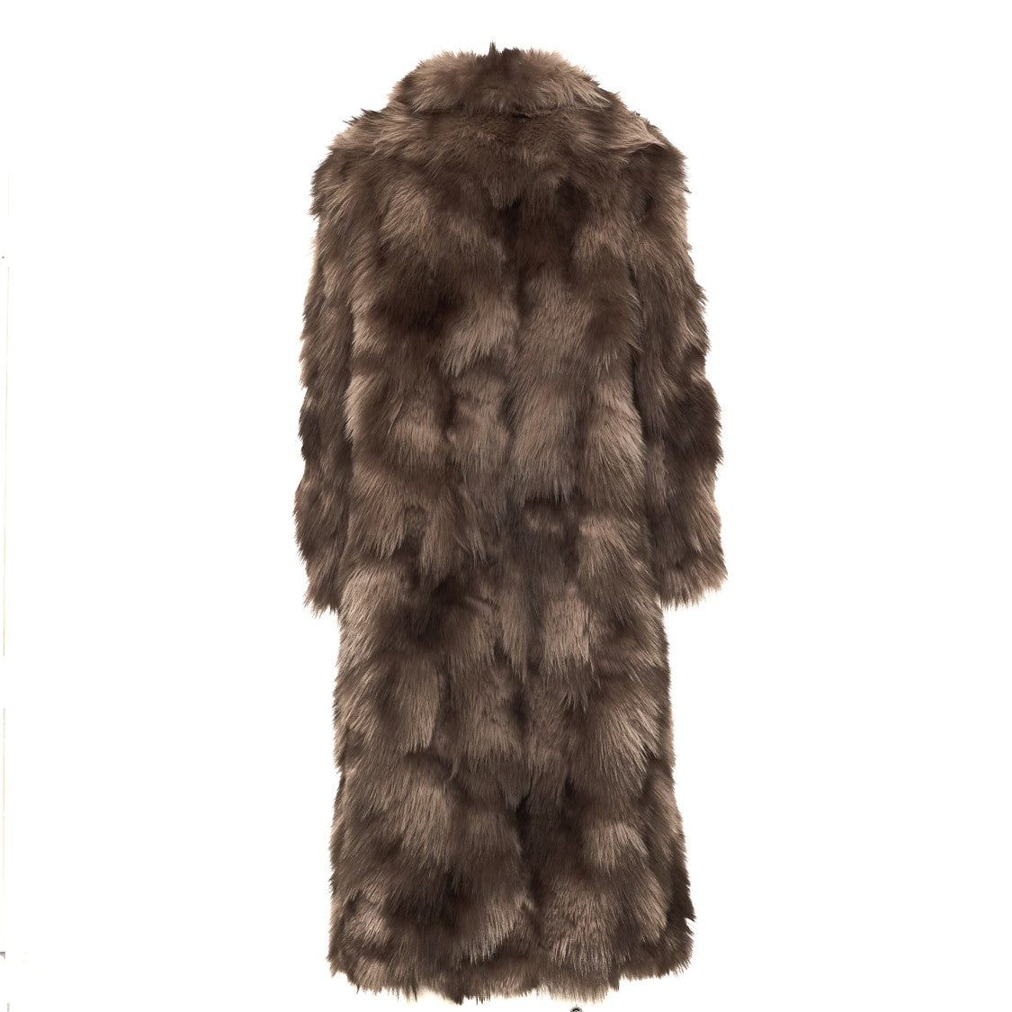 Sword Plush Hook Closure Long Faux Fur Coat