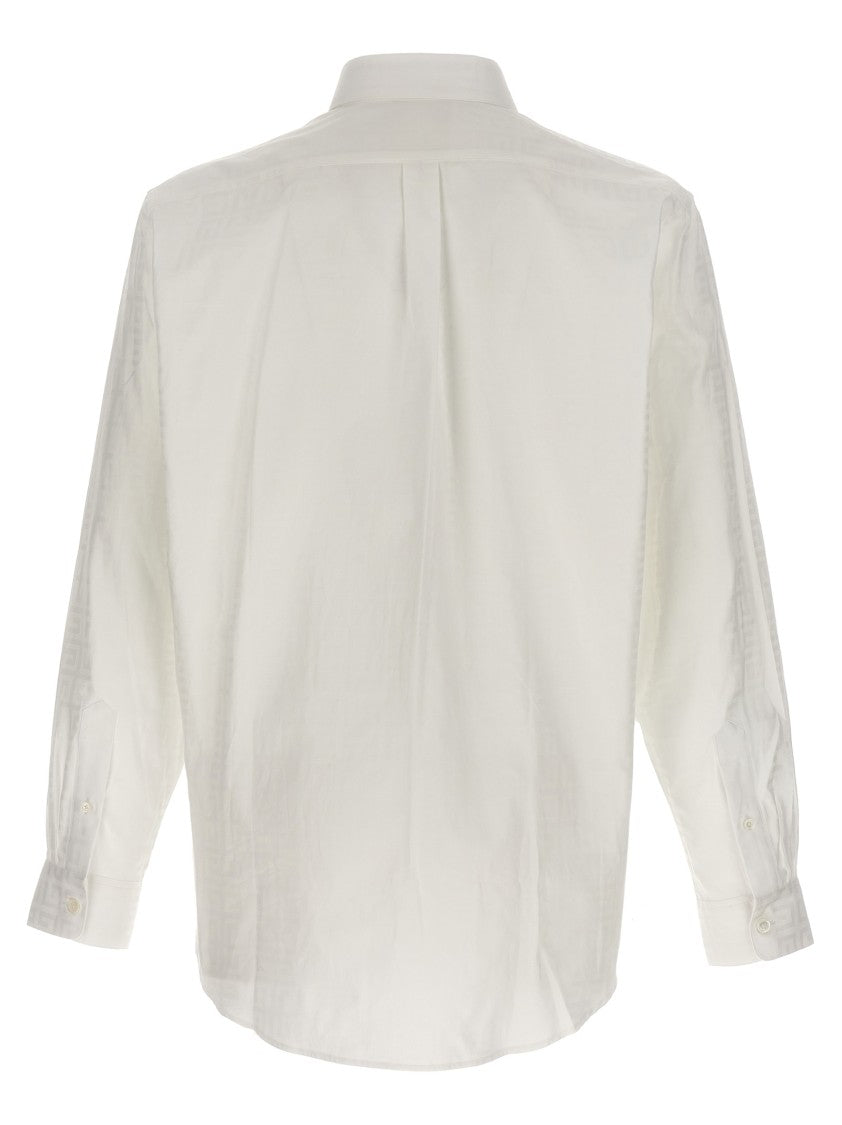 Givenchy Button-Down Cotton Shirt With All-Over Logo Intarsia