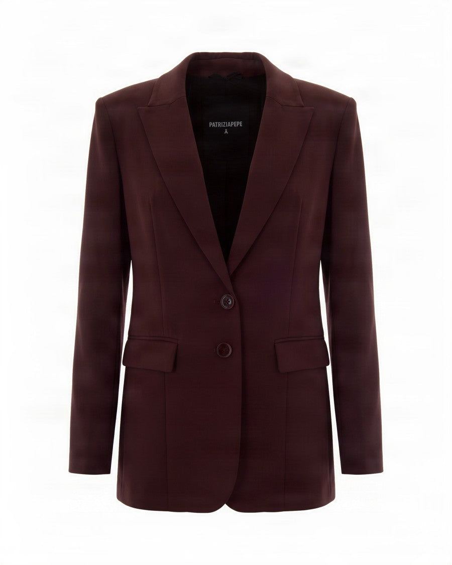 Patrizia Pepe Single-Breasted Tailored Blazer With Notch Lapel And Flap Pockets