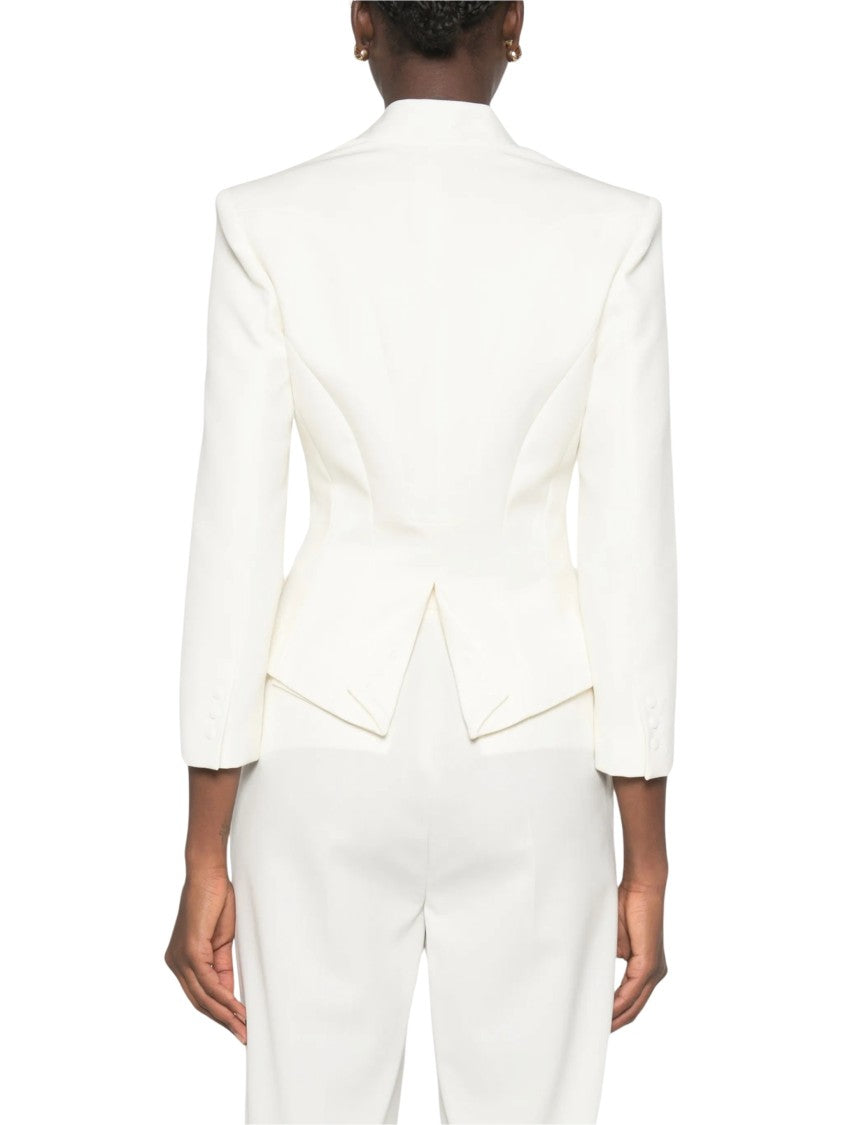 Elisabetta Franchi Tailored Jacket With Deep V-Neckline And Gold Accents