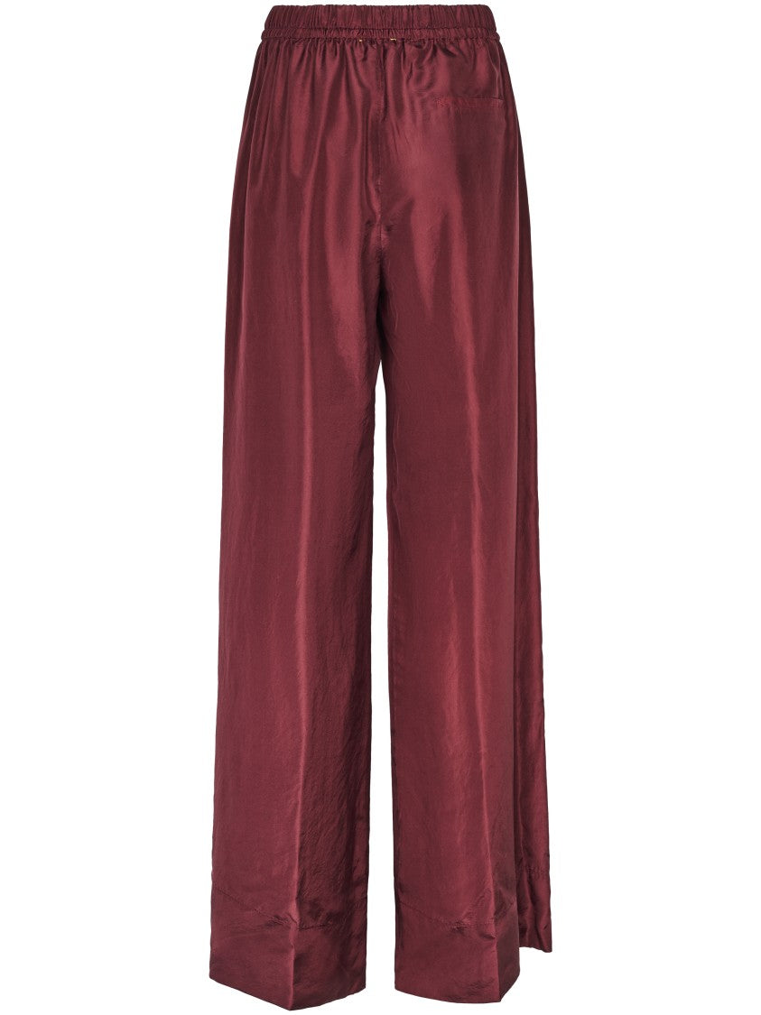 Forte Forte Relaxed Wide-Leg Habotai Silk Pants With Drawstring Waist
