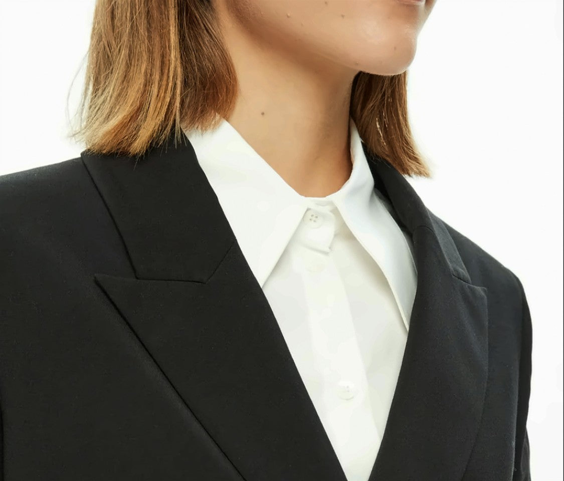 Mlo Viscose-Blend Stretch Button-Front Tailored Jacket